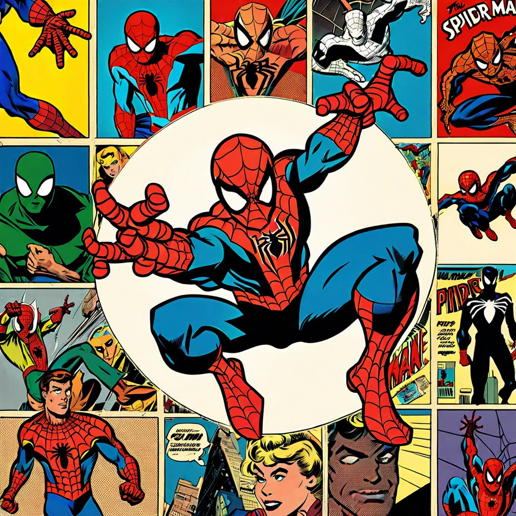 vintage comic strip wallpaper featuring a collage of classic spider man comic book strips